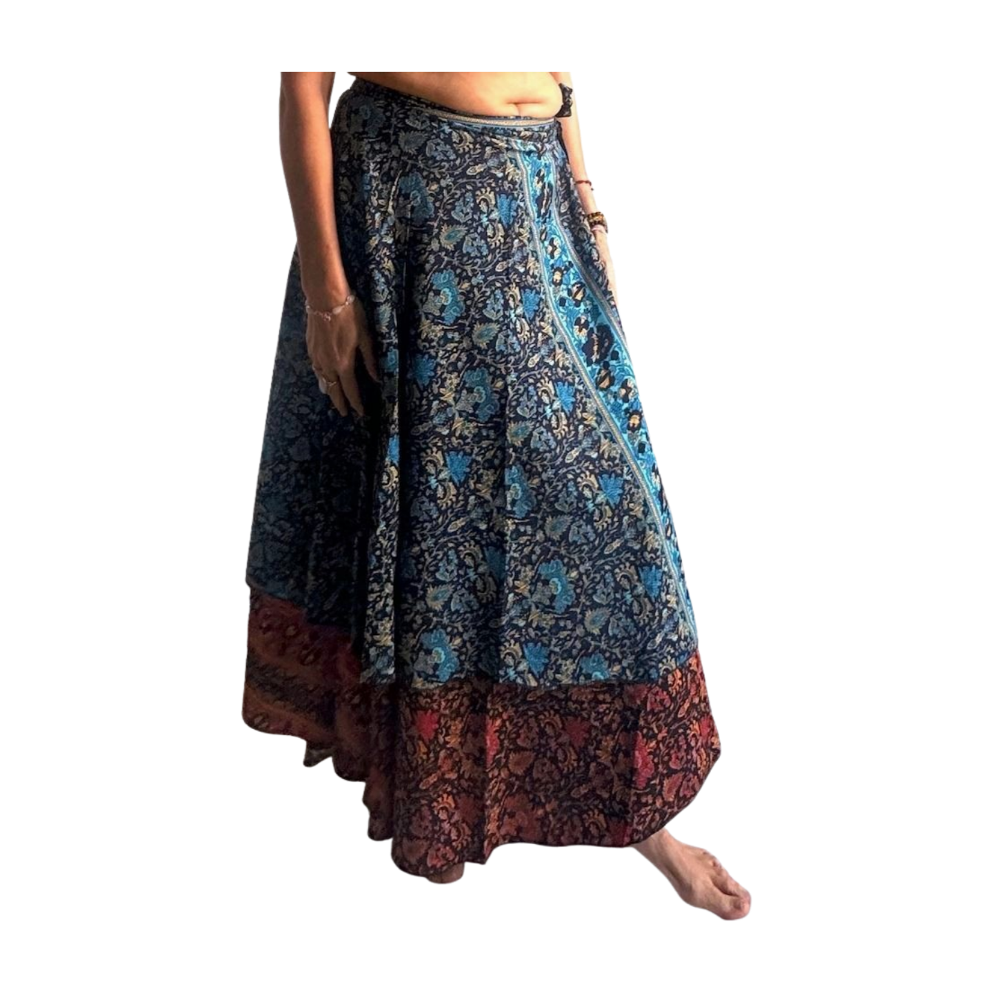 Falda pareo india de seda con estampado floral