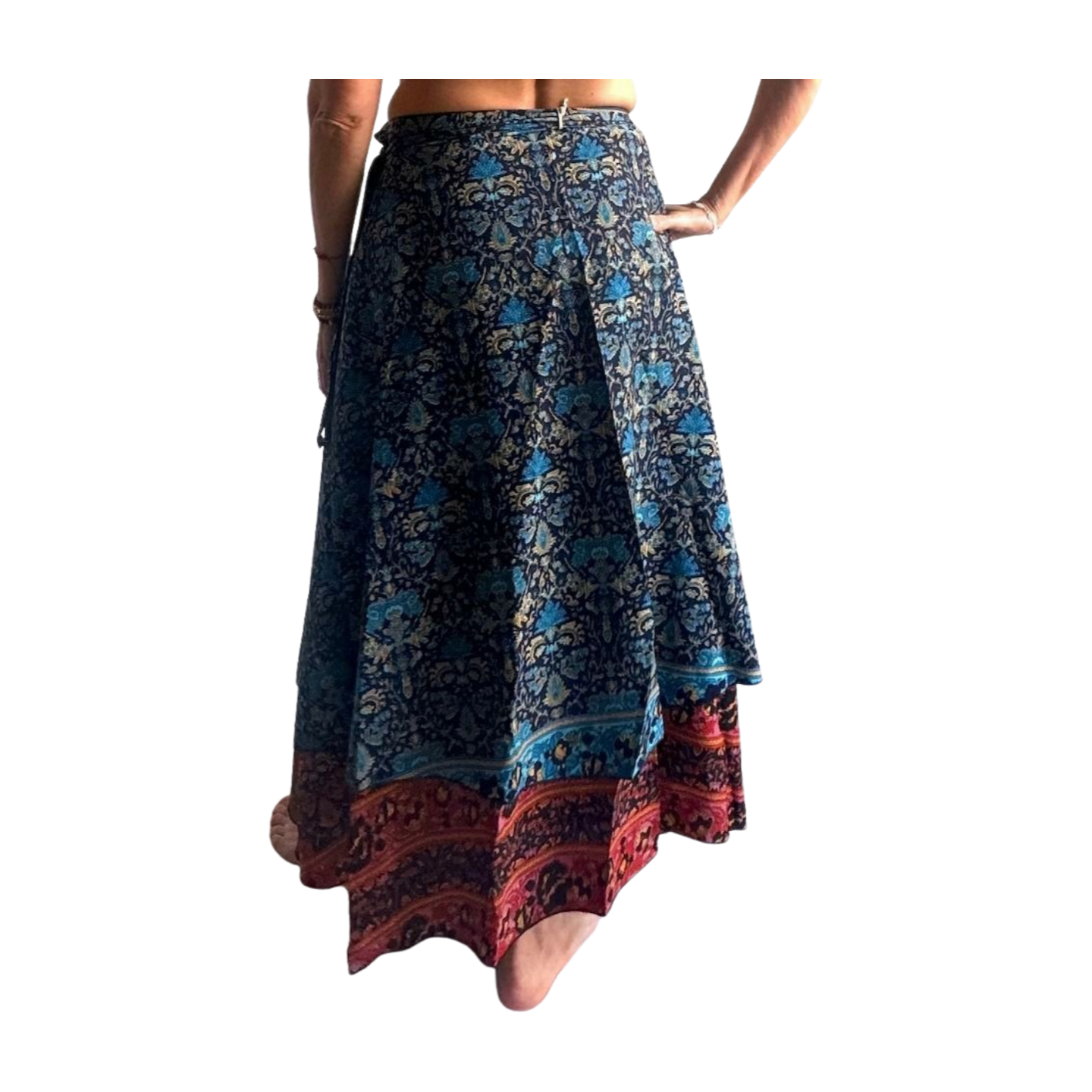 Falda pareo india de seda con estampado floral
