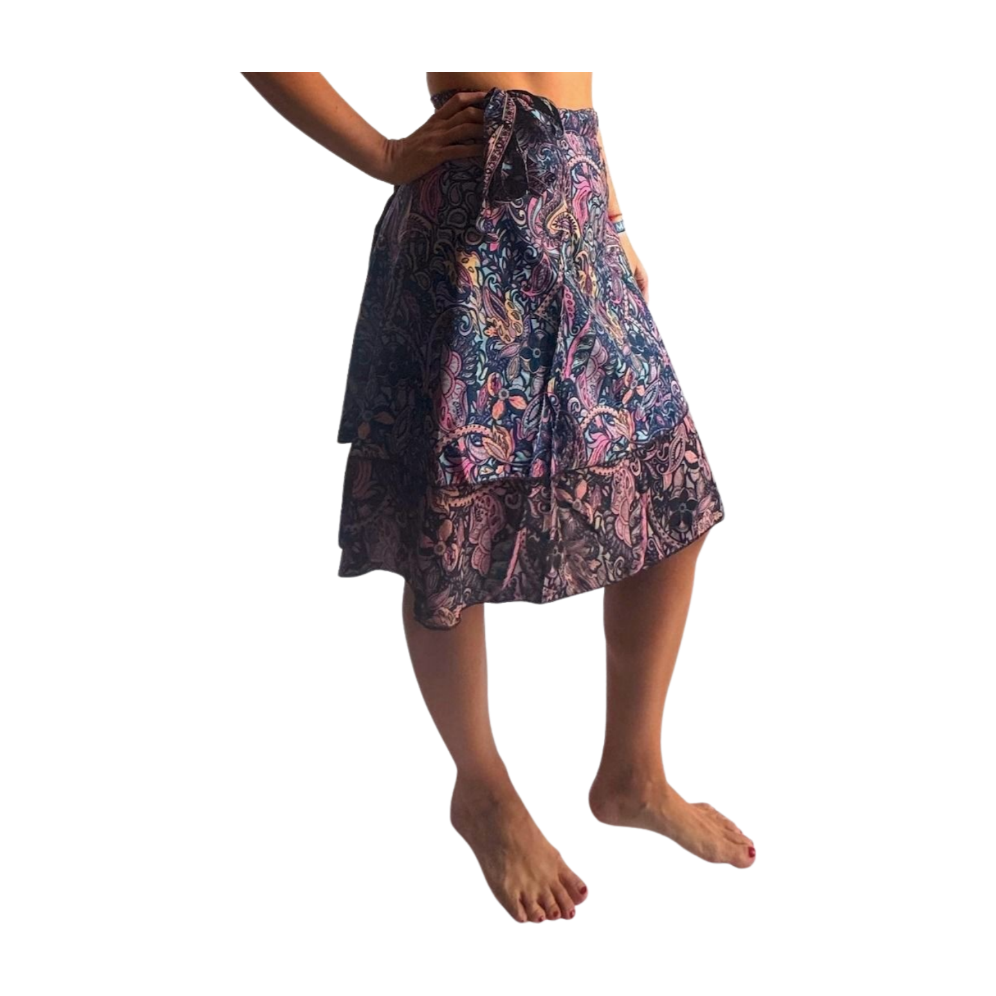 Falda pareo india de seda con estampado floral