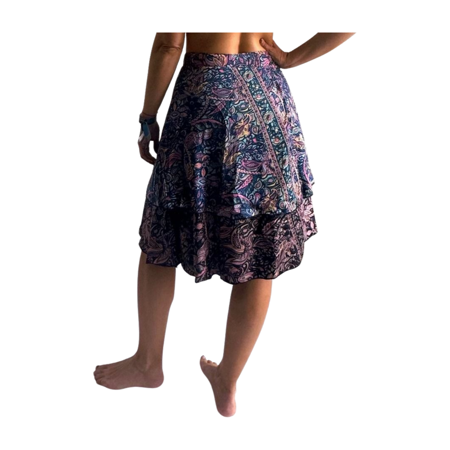 Falda pareo india de seda con estampado floral