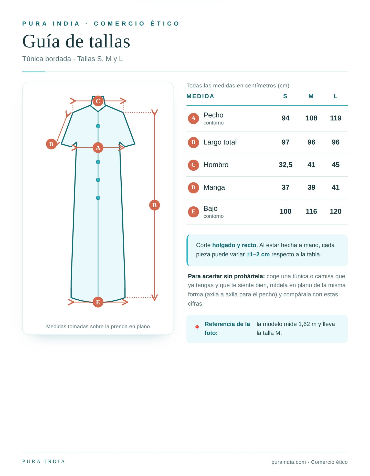 Camisola étnica (kurti) coral