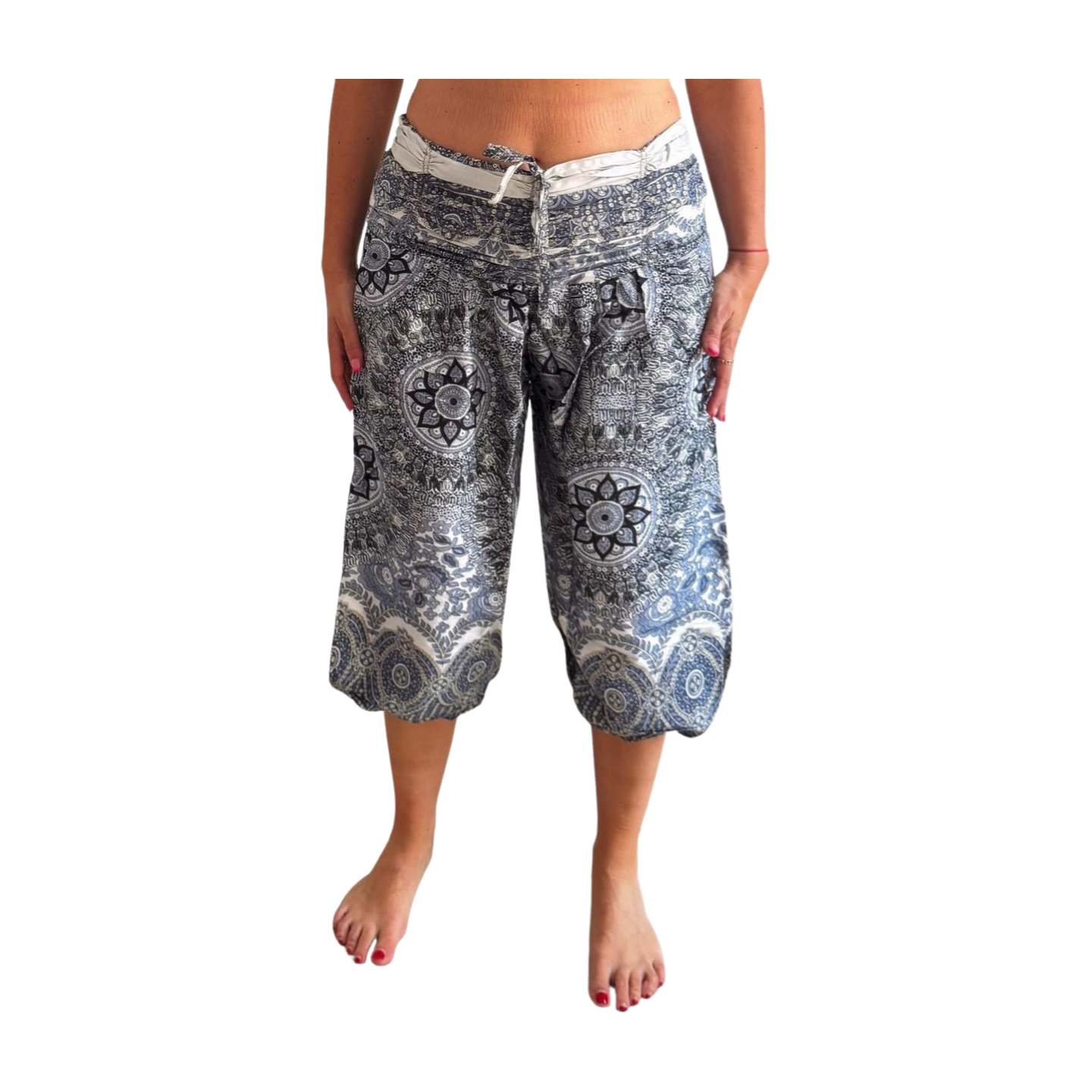 Pantalón indio corto estampado elefantes