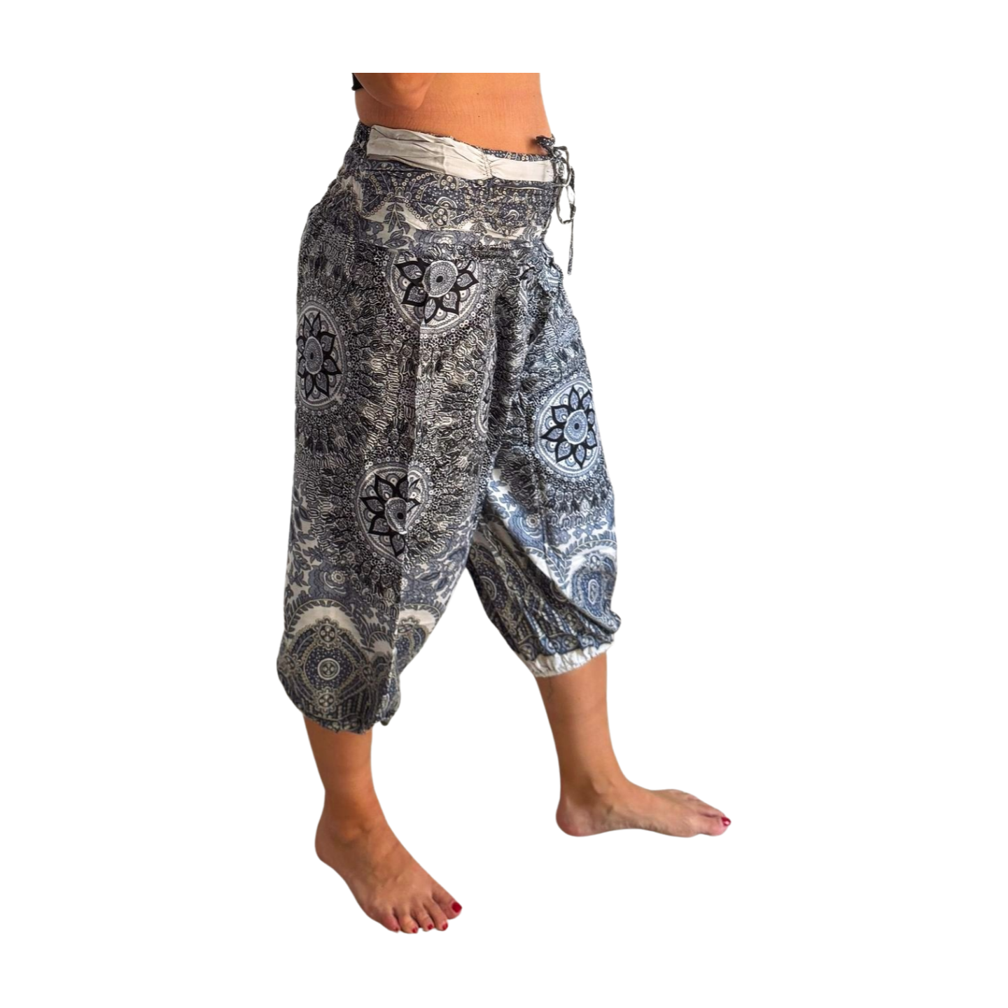 Pantalón indio corto estampado elefantes