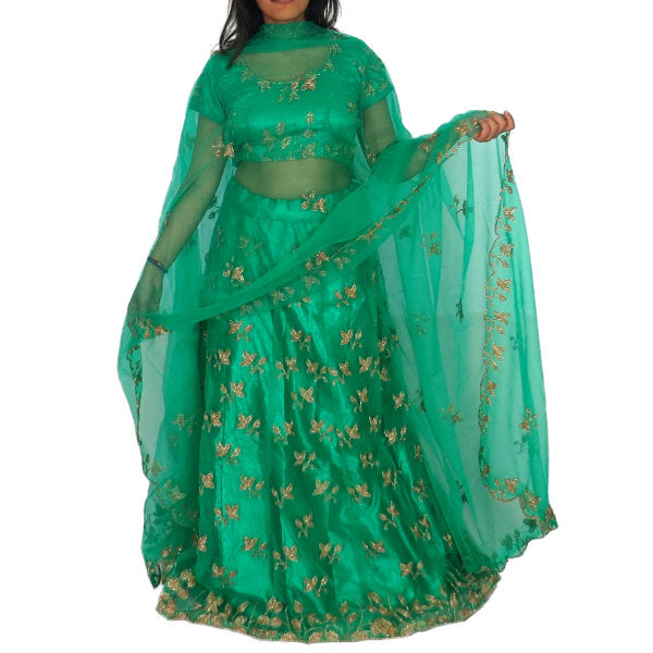 Conjunto bollywood de Lengha choli y dupatta bordado