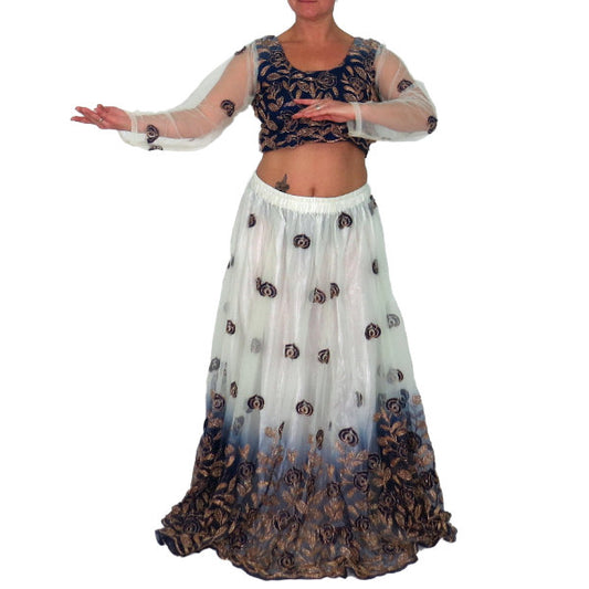 Conjunto Bollywood Lengha choli con mucho vuelo