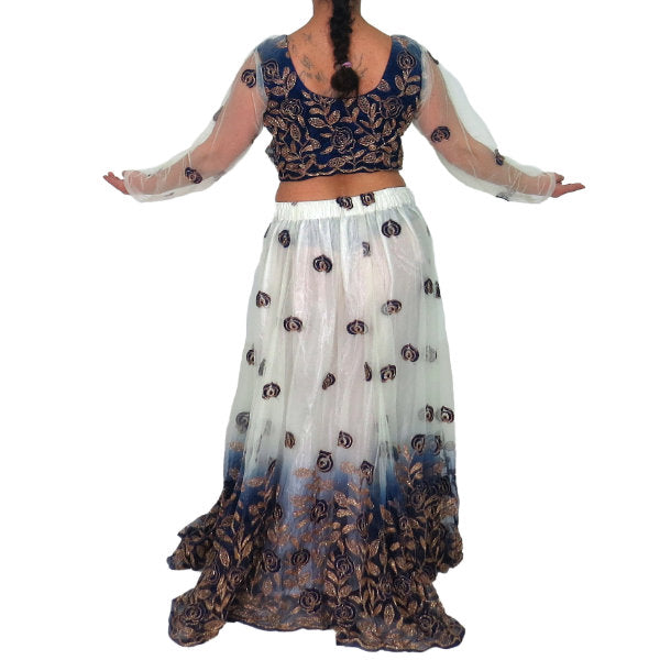 Conjunto Bollywood Lengha choli con mucho vuelo