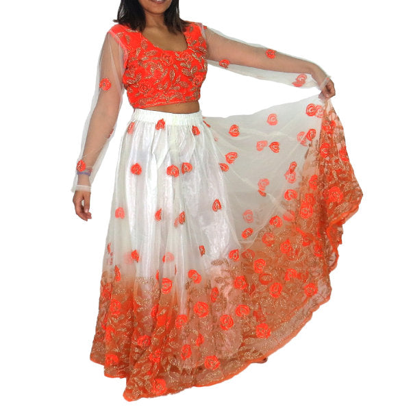 Conjunto Bollywood Lengha choli con mucho vuelo
