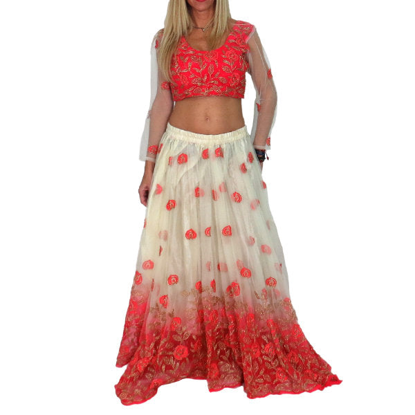 Conjunto Bollywood Lengha choli con mucho vuelo