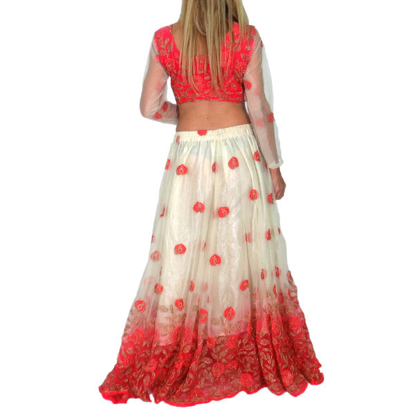 Conjunto Bollywood Lengha choli con mucho vuelo