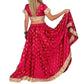 Conjunto Bollywood Lengha choli de seda con mucho vuelo