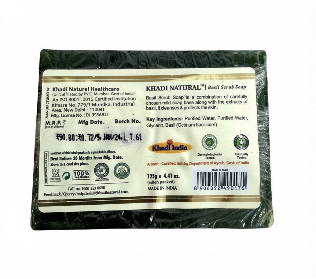 Jabón exfoliante de ALBAHACA  KHADI NATURAL