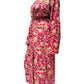 Kimono de seda india estampado granate – comercio ético