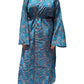 Kimono de seda india estampado azul – comercio ético