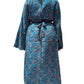 Kimono de seda india estampado azul – comercio ético