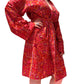 Kimono corto de seda india estampado ROJO– comercio ético