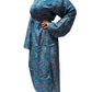 Kimono de seda india estampado azul – comercio ético