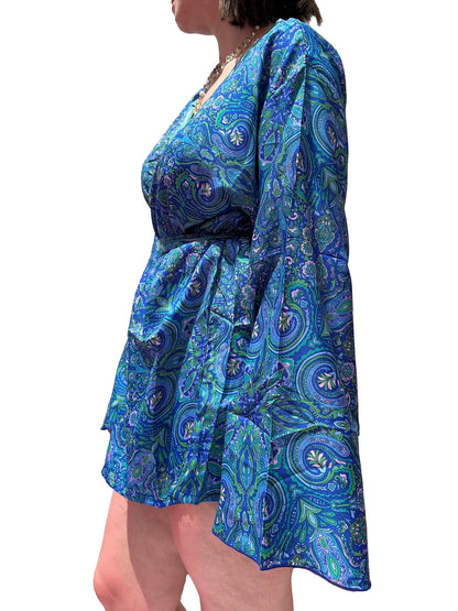 Kimono de seda india estampado azul– comercio ético (Copia)