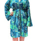 Kimono de seda india estampado azul, verde y dorado– comercio ético