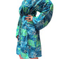 Kimono de seda india estampado azul, verde y dorado– comercio ético