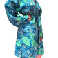 Kimono de seda india estampado azul, verde y dorado– comercio ético