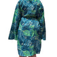 Kimono de seda india estampado azul, verde y dorado– comercio ético