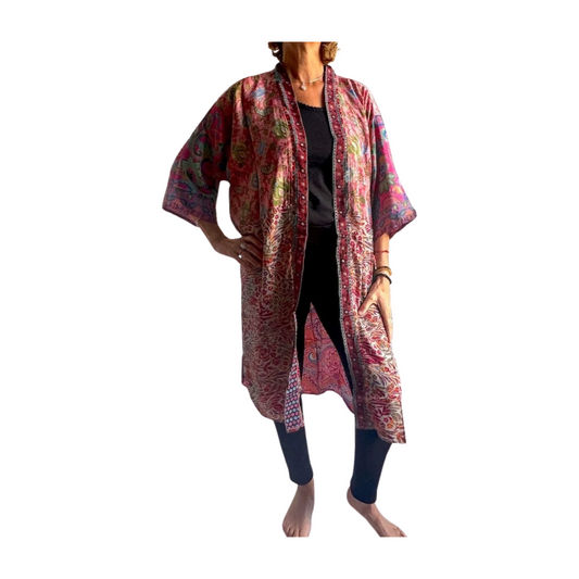 Kimono largo de seda de la India