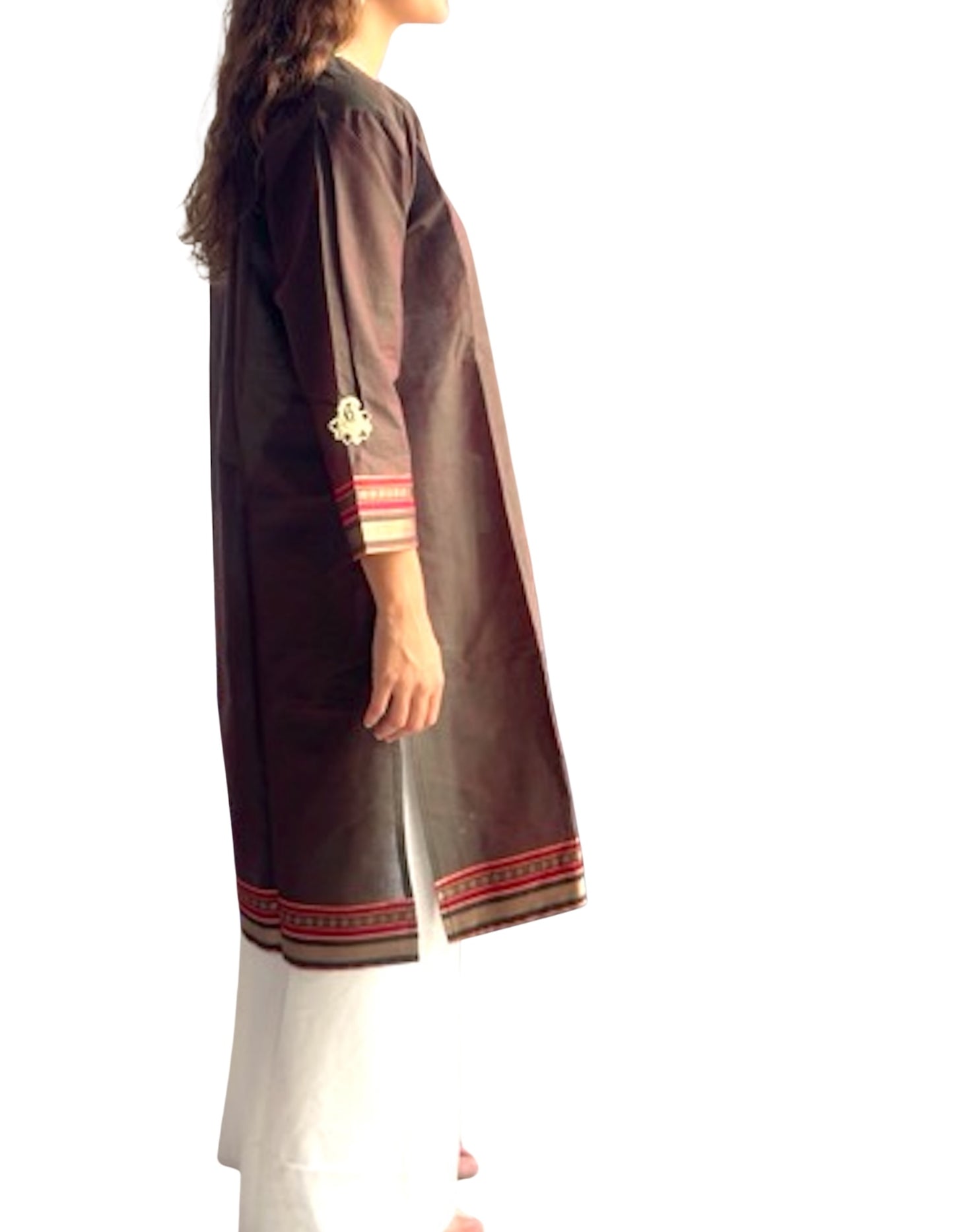 Kurti de South Cotton Marrón Malva Tornasolado