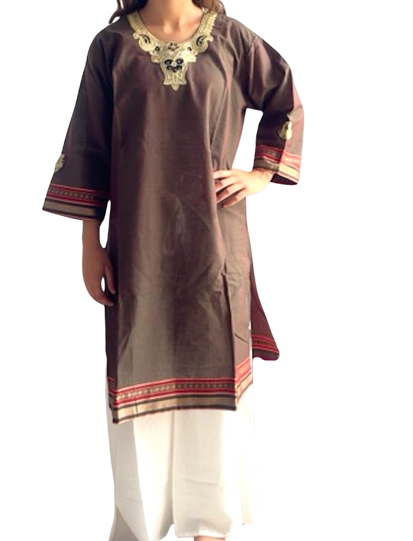 Kurti de South Cotton Marrón Malva Tornasolado