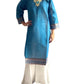 Kurti de South Cotton Azul con Escote Bordado