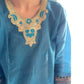 Kurti de South Cotton Azul con Escote Bordado