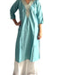 Kurti Aguamarina con Escote Bordado