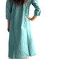 Kurti Aguamarina con Escote Bordado