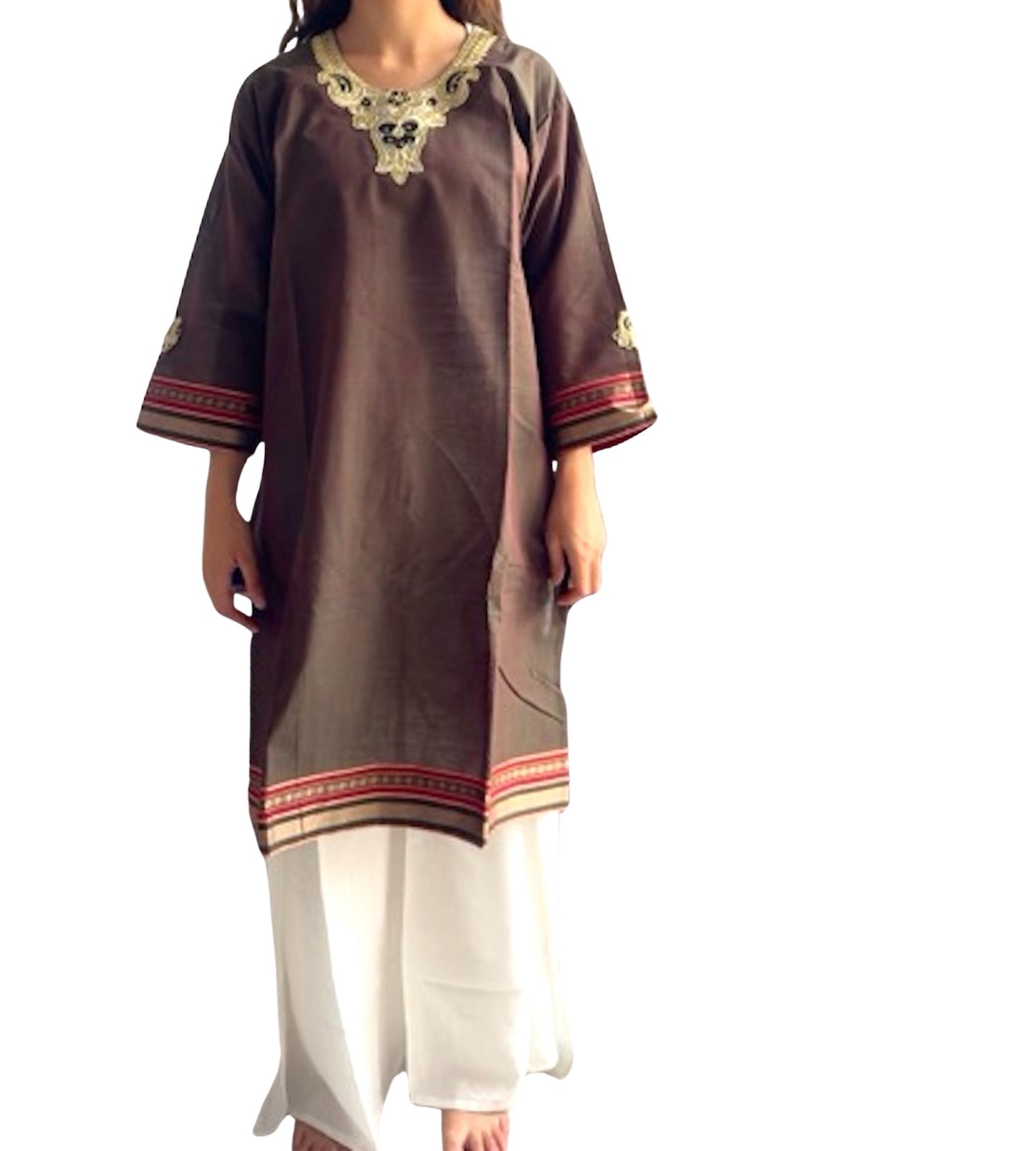 Kurti de South Cotton Marrón Malva Tornasolado