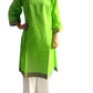 Kurti de South Cotton Verde Manzana con Escote Bordado
