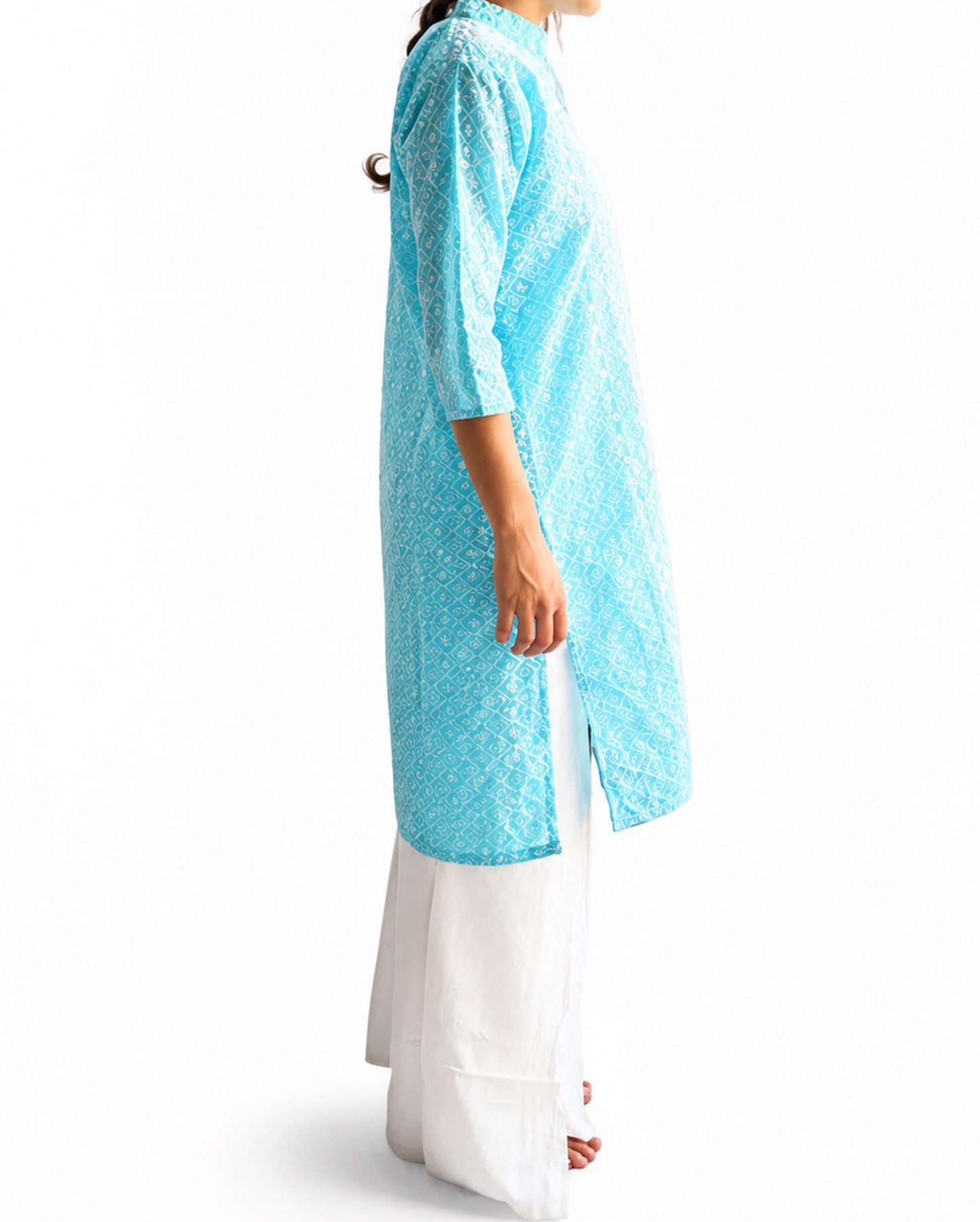 Camisola étnica (kurti) aguamarina