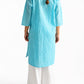 Camisola étnica (kurti) aguamarina