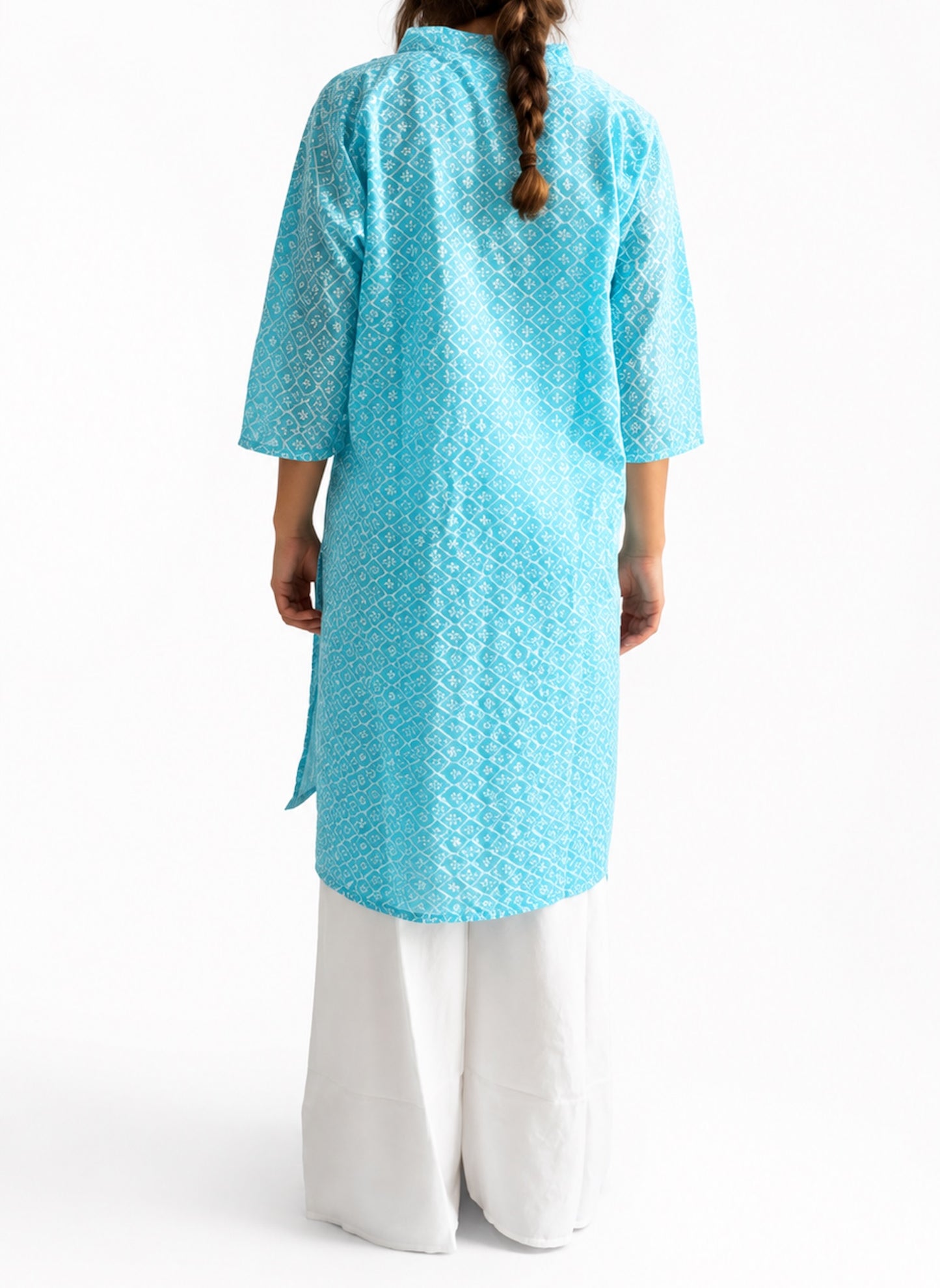 Camisola étnica (kurti) aguamarina