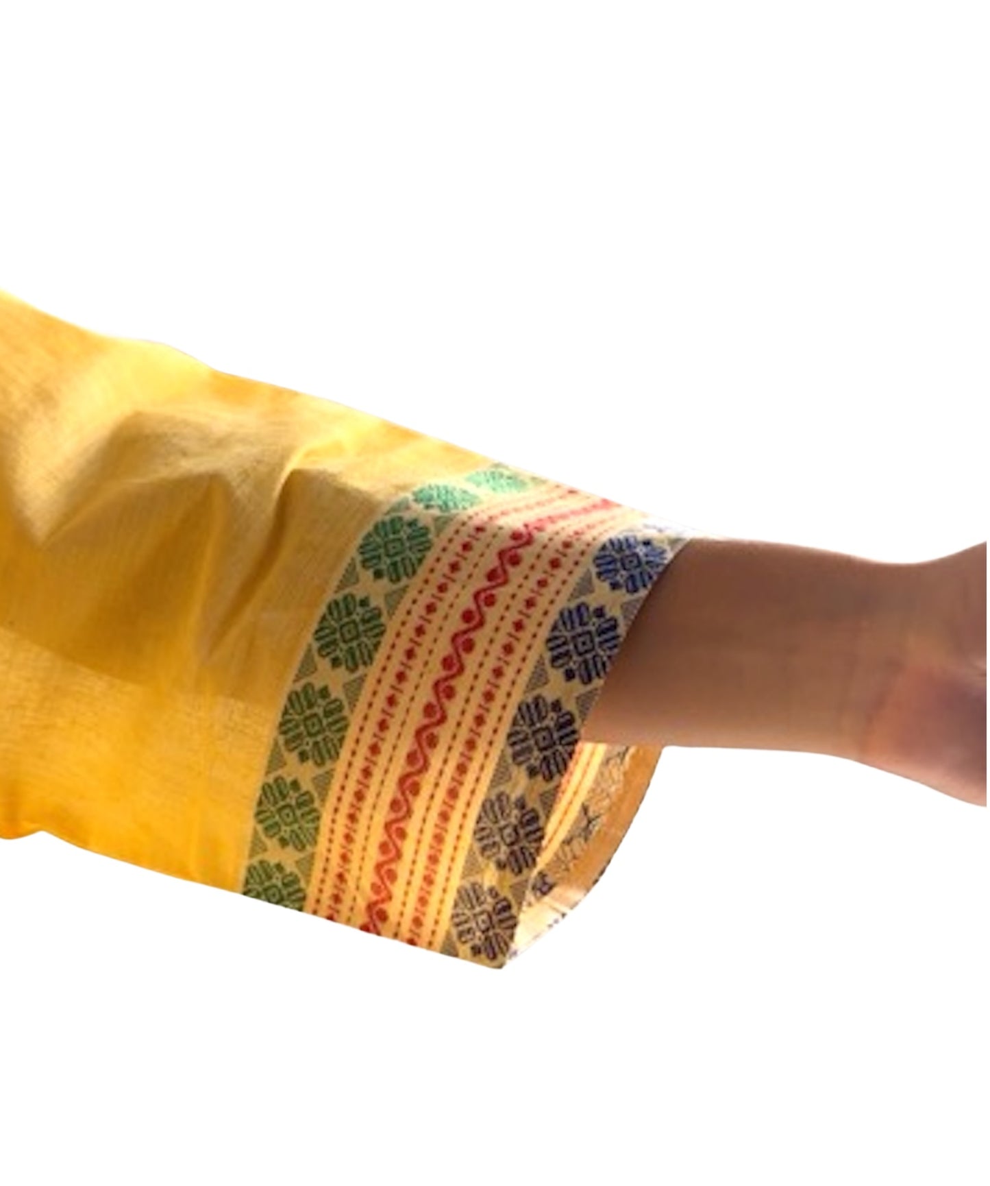 Kurti de South Cotton Amarillo con Escote Bordado