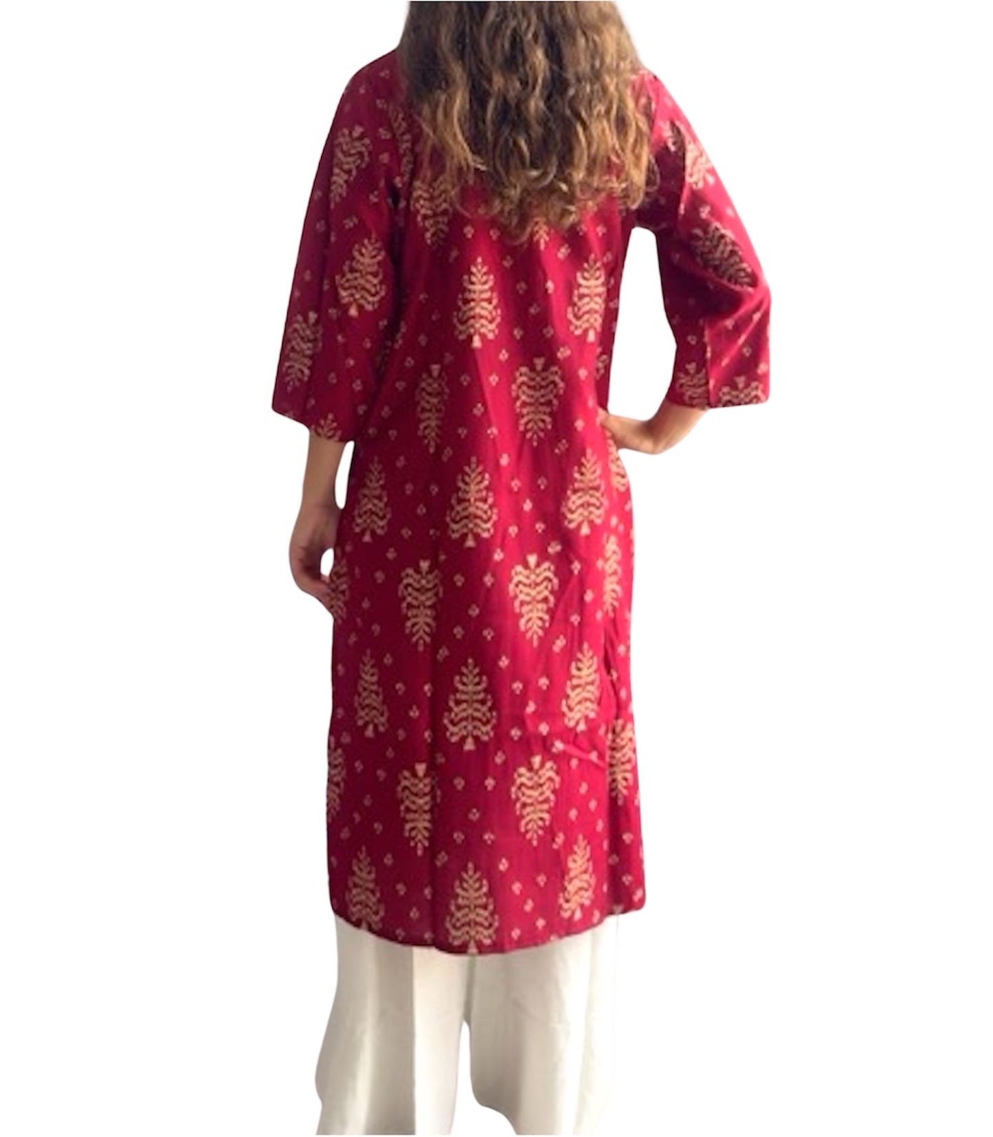 Kurti Estampado Granate — Motivos Ikat