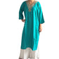 Kurti Verde Esmeralda con Escote Bordado