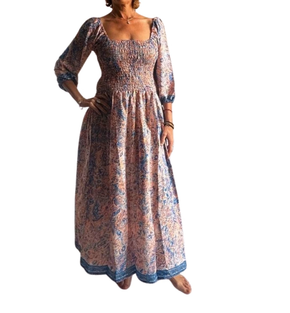 Vestido indio estampado de seda