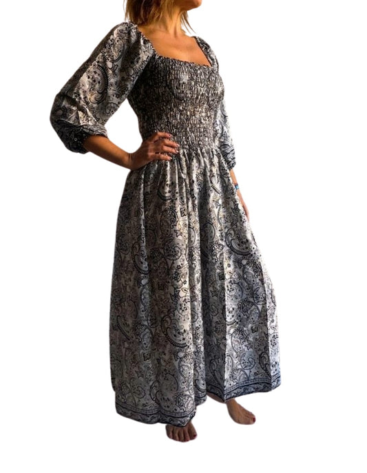 Vestido indio estampado de seda
