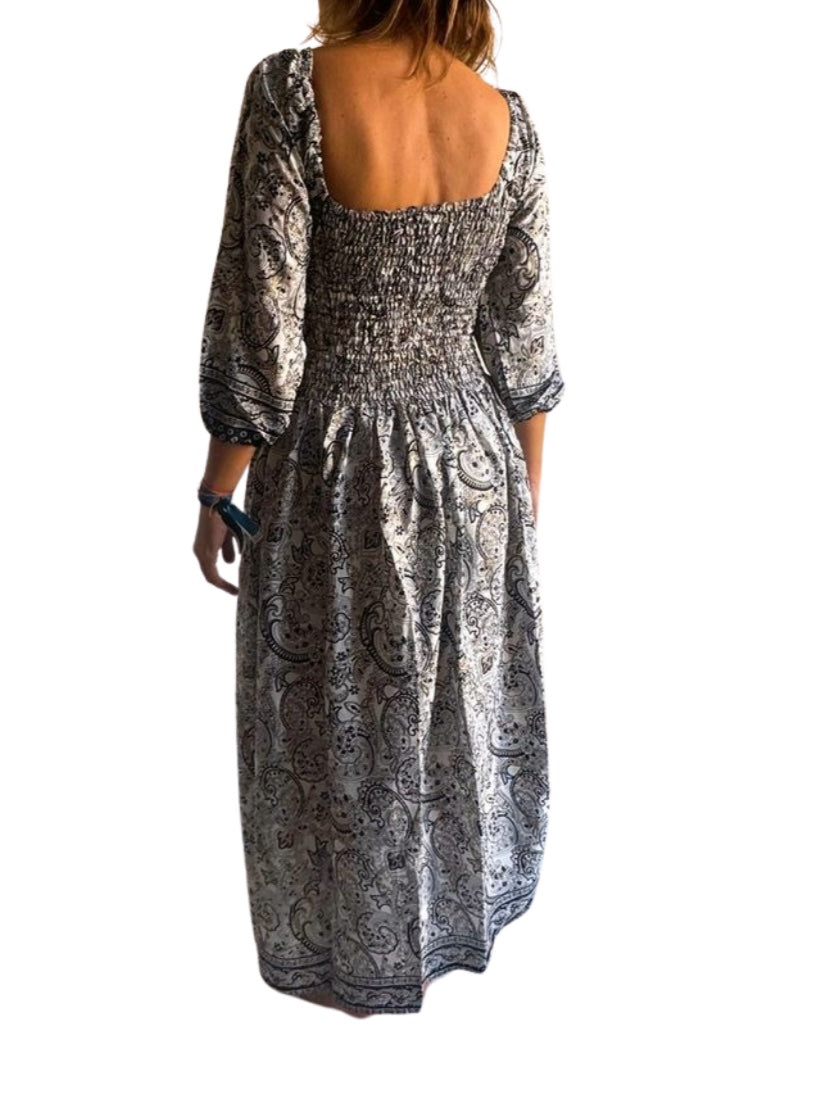 Vestido indio estampado de seda