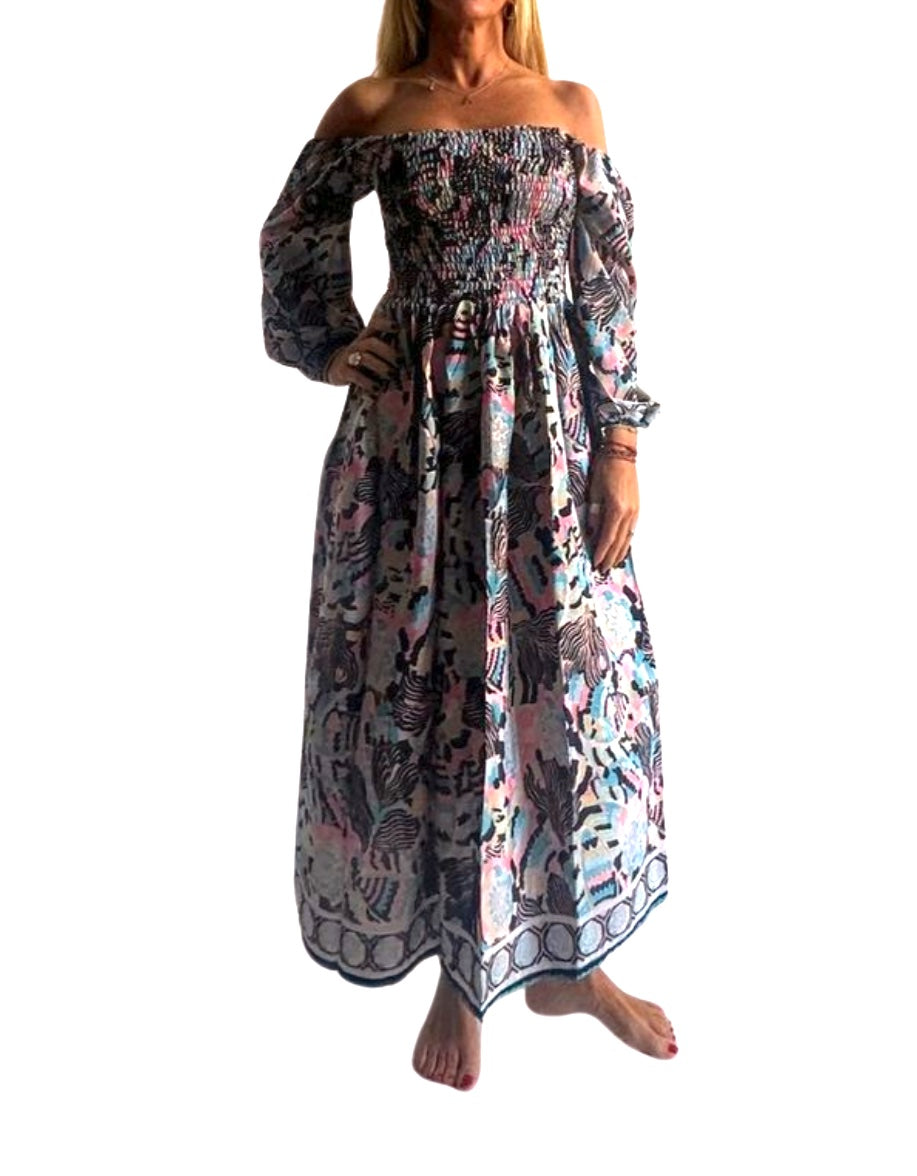 Vestido indio estampado de seda