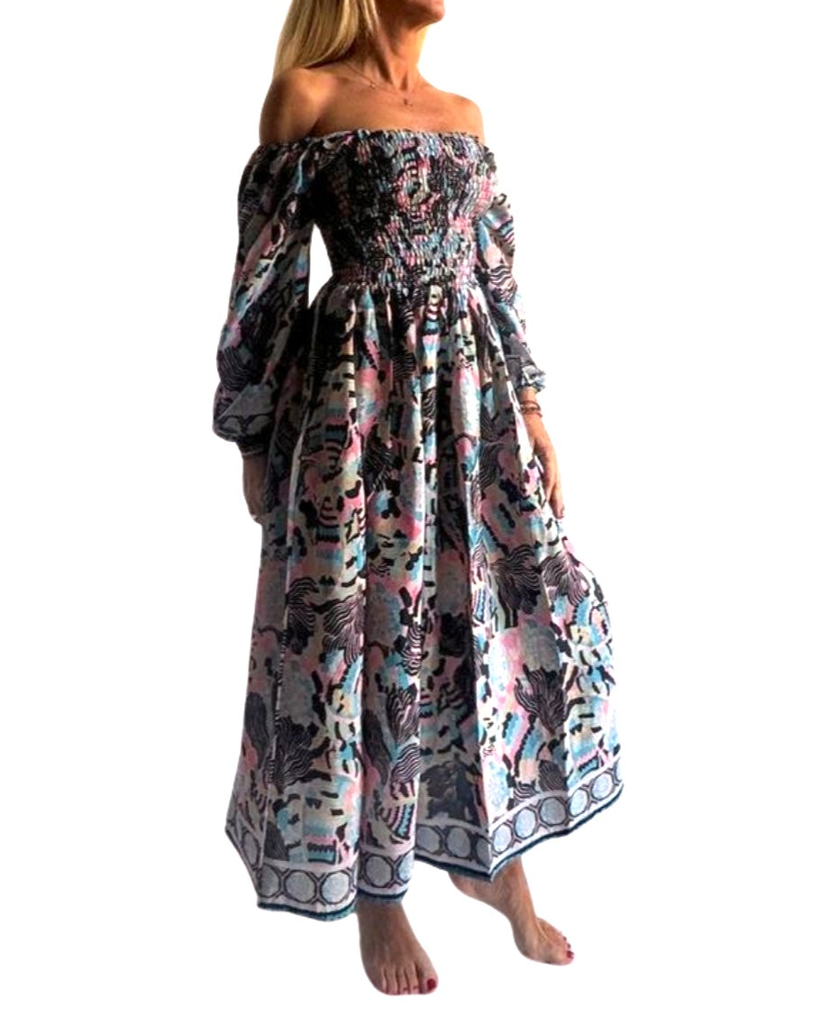 Vestido indio estampado de seda