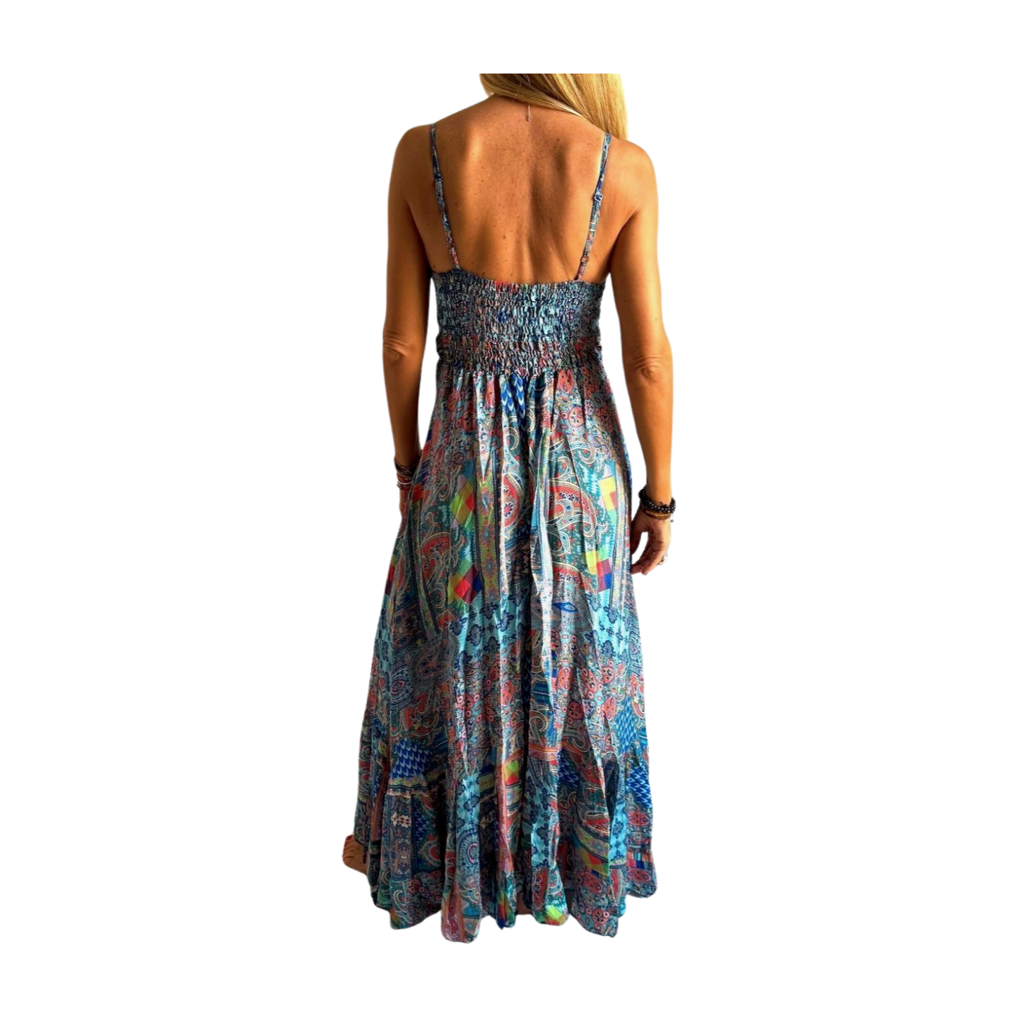 Vestido indio estampado de seda