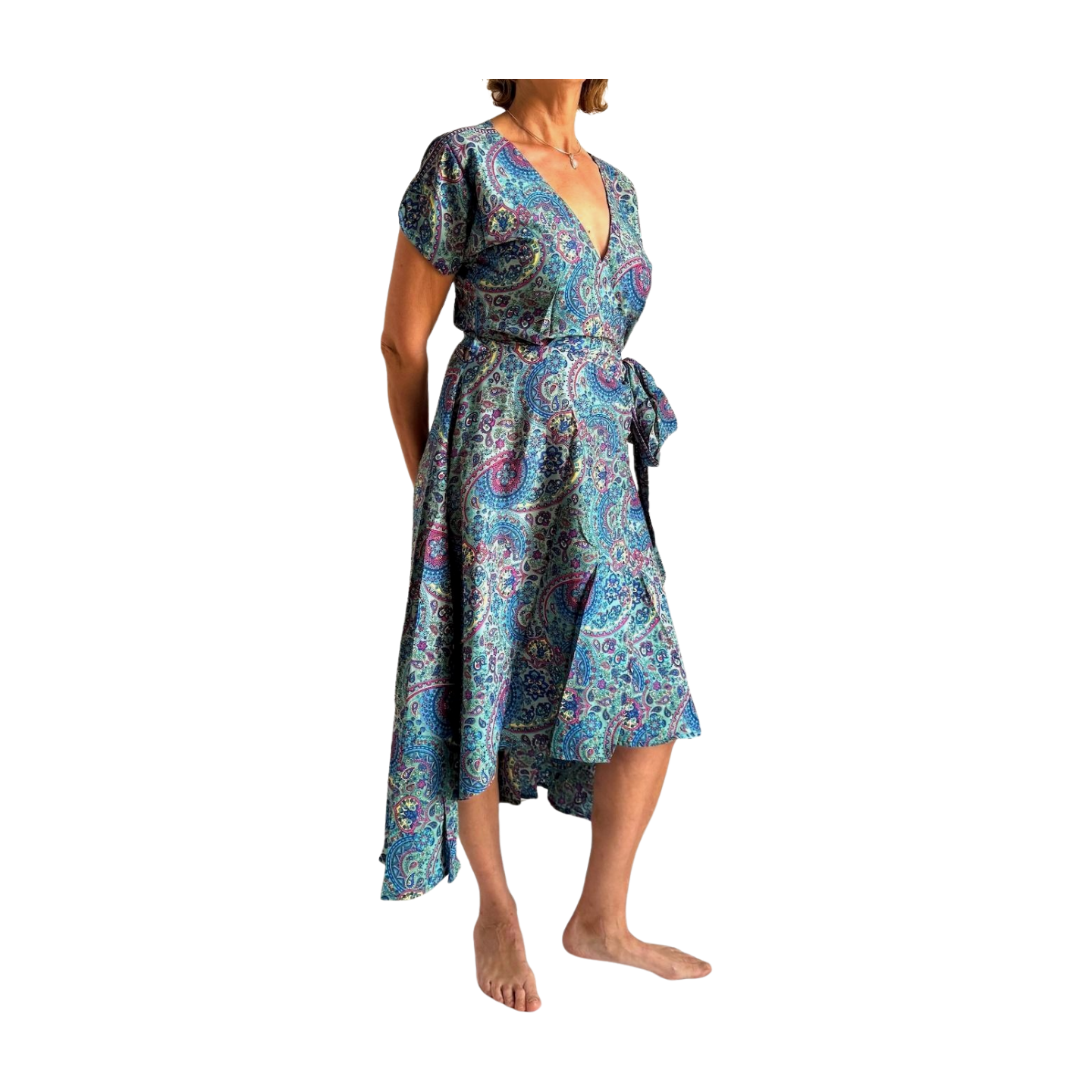 Vestido indio estampado de seda