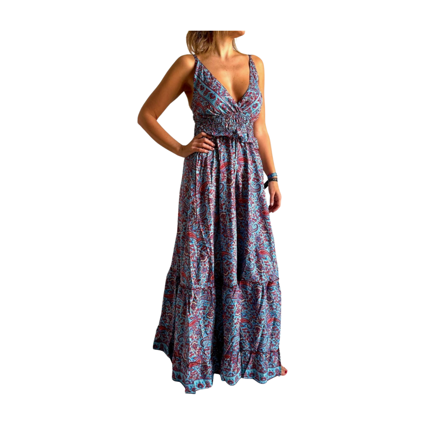Vestido indio estampado de seda