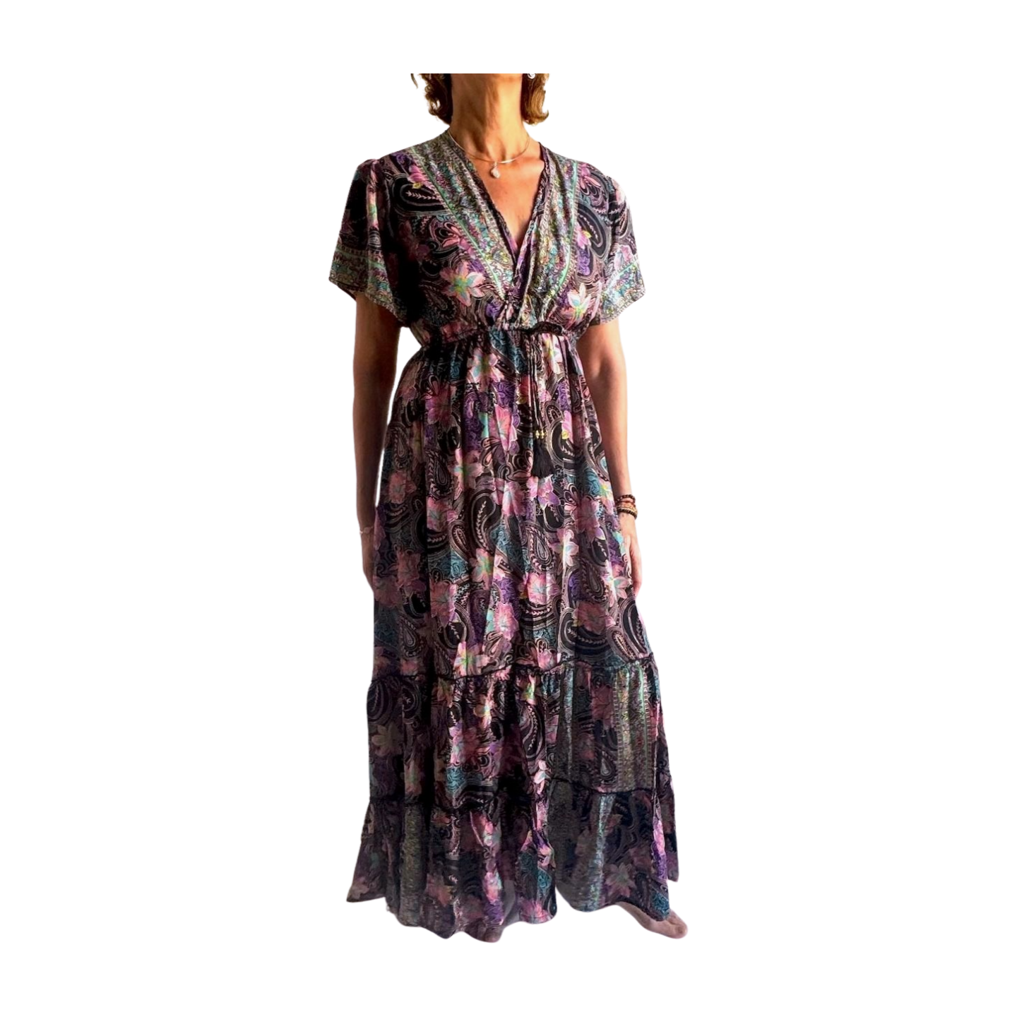 Vestido indio estampado de seda