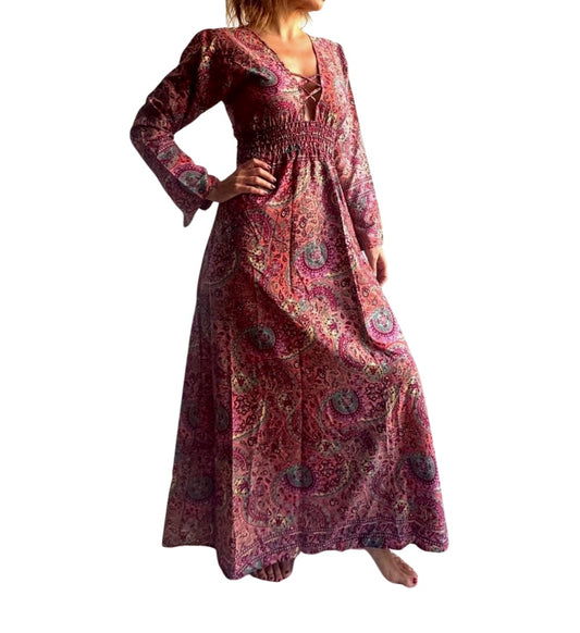 Vestido indio estampado de seda